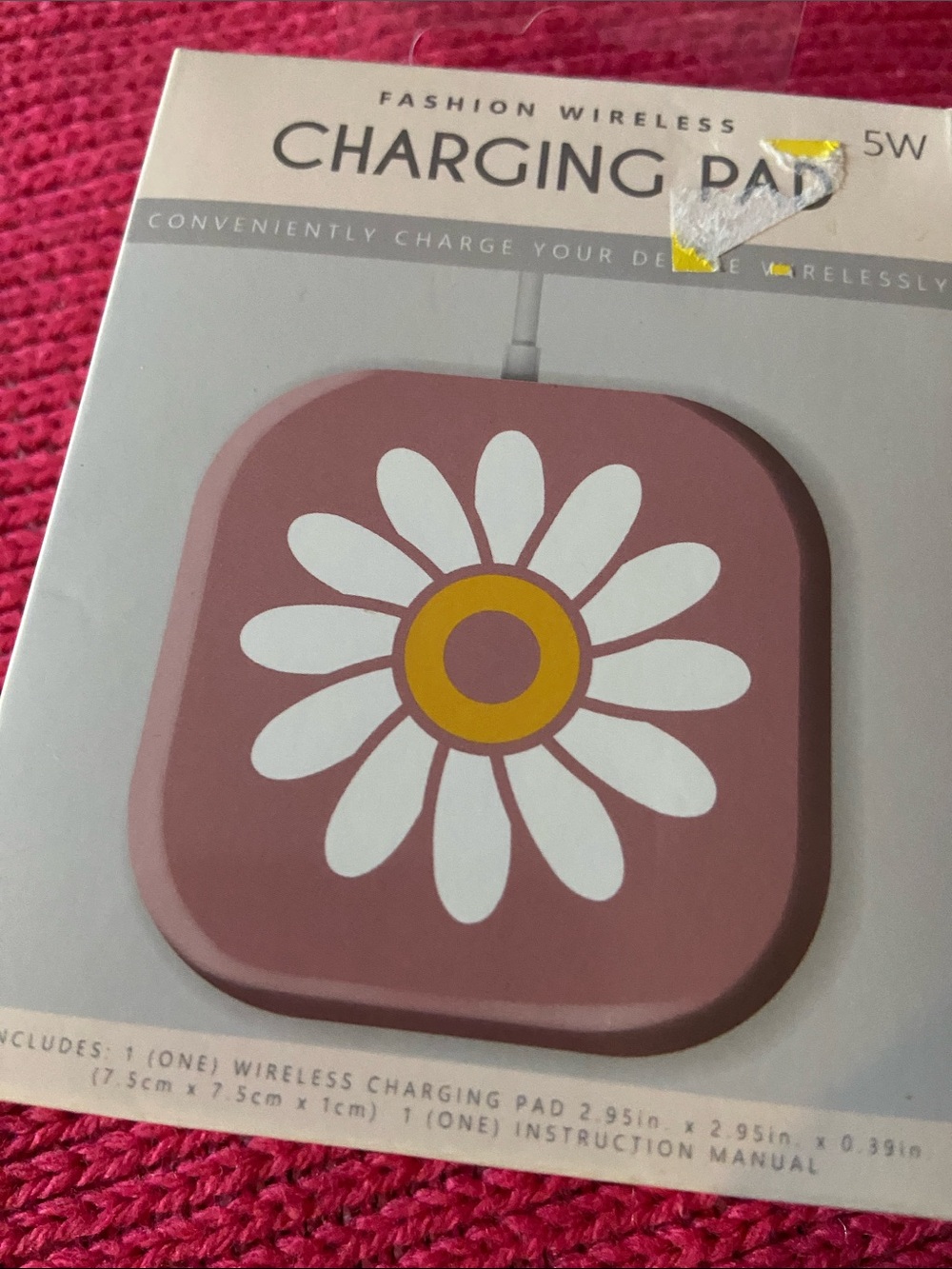 Wireless Fashion Charging Pad - Pink Daisy Design